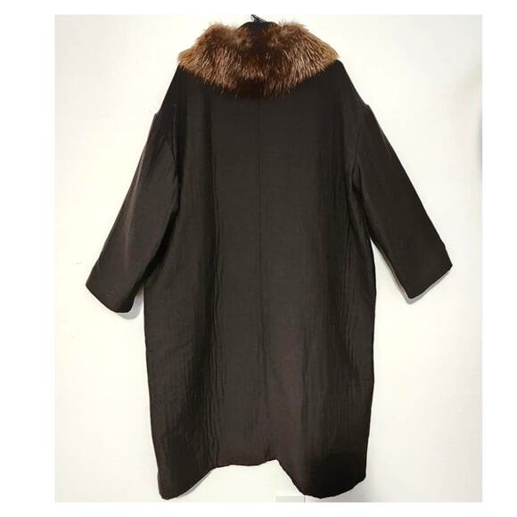 Lanvin 2006 River Collection Castor Beaver Collar Wool Blend Coat 40 - Picture 2 of 15